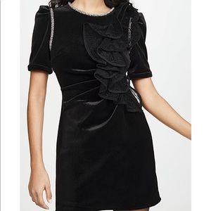 Self Portrait Velvet Ruffle Mini Dress